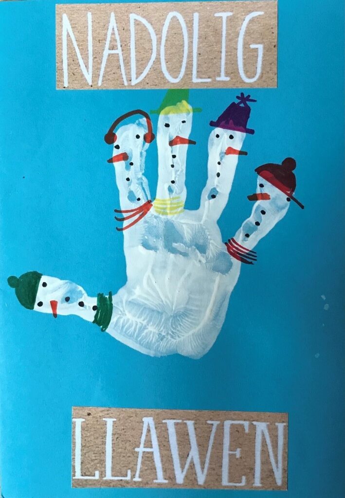 hand print snowman
