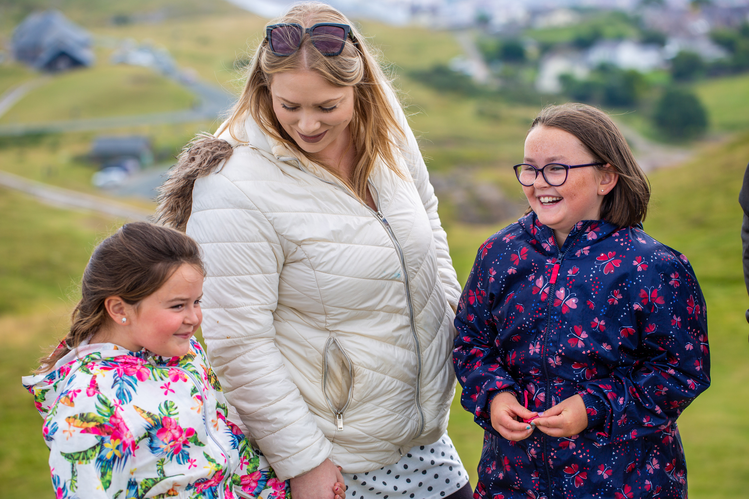 A woman with two girls